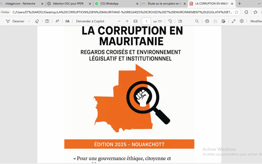 Corruption en Mauritanie : un fléau structurel au cœur des institutions, une étude tire la sonnette d’alarme